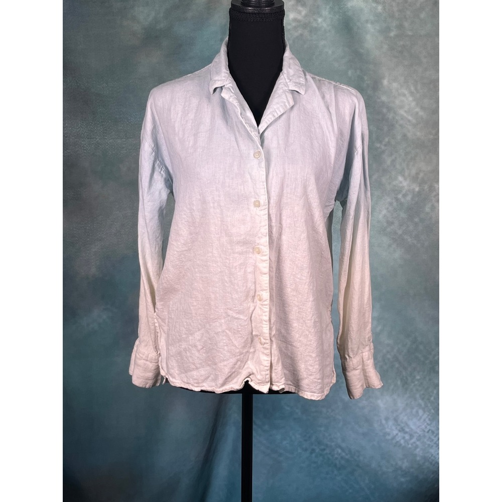 J Jason Wu Womens XXS Light Blue Ombre Linen Blend Oversized Button Down Shirt